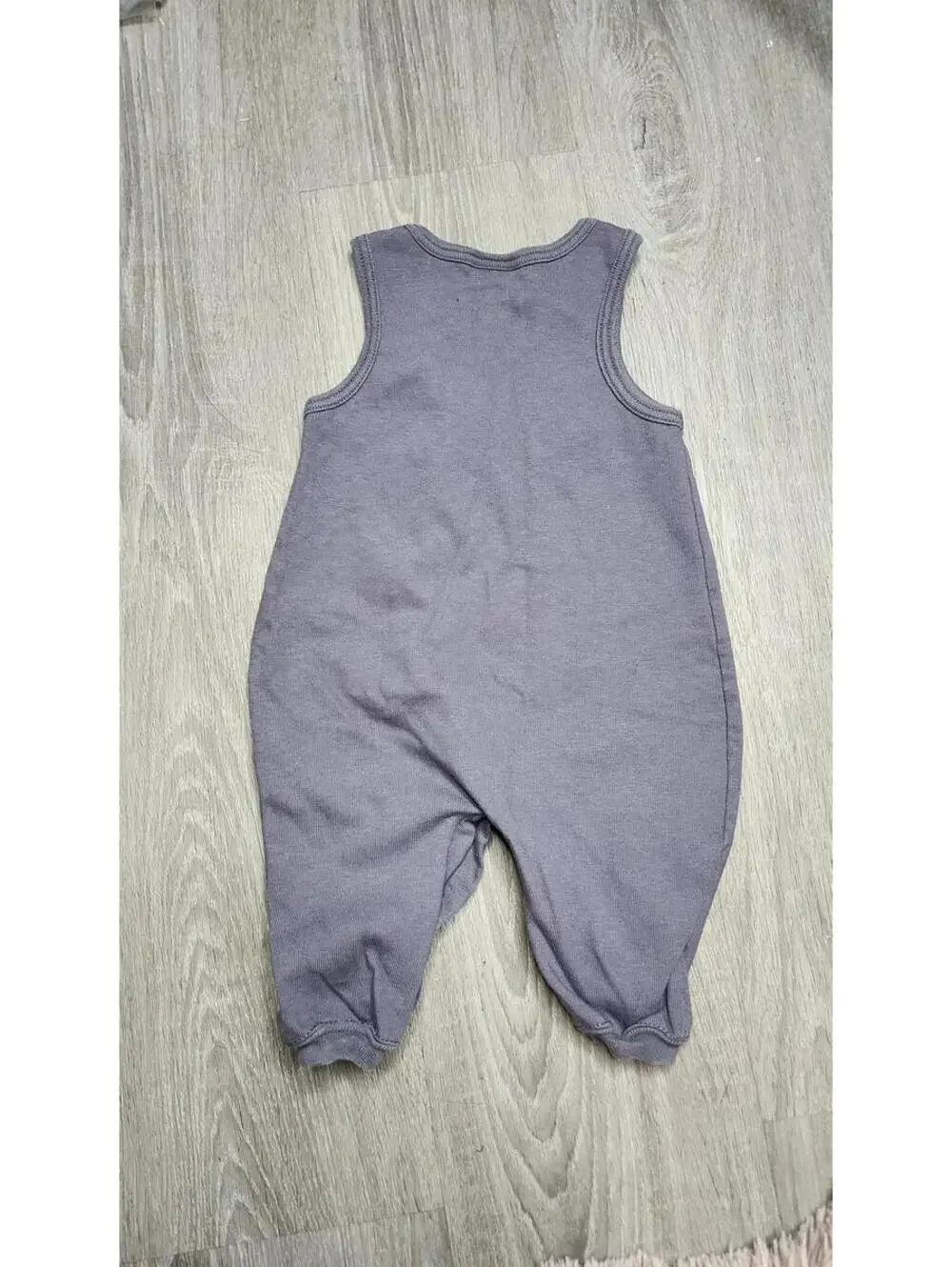 VTG Carter's Romper Baby 3-6 Months Gray Sleeveless Hockey Bear Cotton One Piece